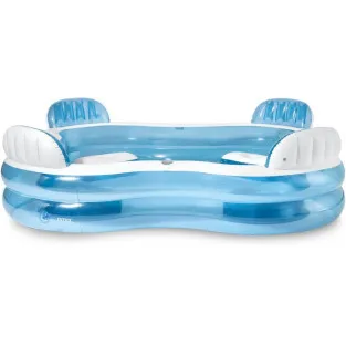 Piscina gonflabila pentru Familie, Bleu, 4 scaune gonflabile integrate, 2 suporturi pentru pahare, Intex, 229x229x66cm 2