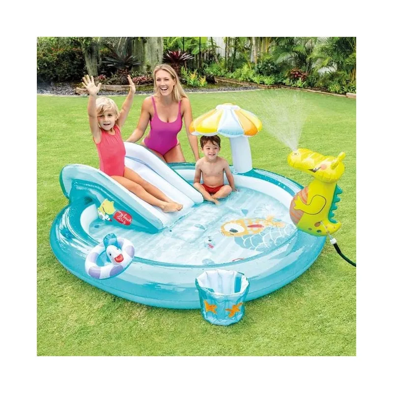Piscina model Crocodil & Tobogan si fantana arteziana pentru copii 2.01x1.70x0.84 m - Intex