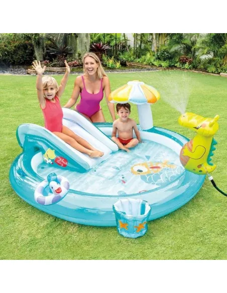 Piscina model Crocodil & Tobogan si fantana arteziana pentru copii 2.01x1.70x0.84 m - Intex