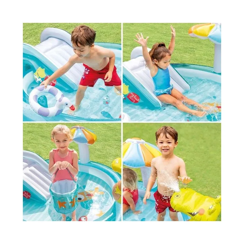 Piscina model Crocodil & Tobogan si fantana arteziana pentru copii 2.01x1.70x0.84 m - Intex