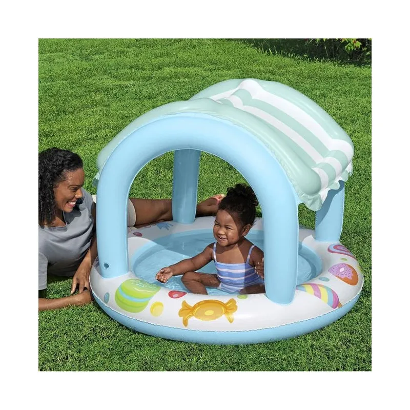 Piscină Bestway pentru Copii cu Acoperiș UV, Model Înghețată, Ø104x84 cm