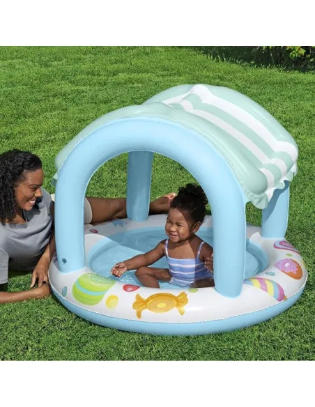 Piscină Bestway pentru Copii cu Acoperiș UV, Model Înghețată, Ø104x84 cm