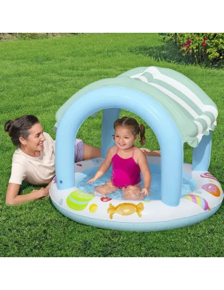 Piscină Bestway pentru Copii cu Acoperiș UV, Model Înghețată, Ø104x84 cm