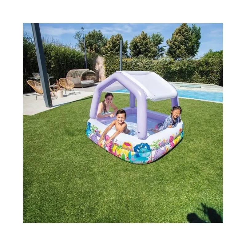 Piscină Acoperită Sun Shade Intex pentru Copii, 157x157x122 cm, 295 L, cu Copertină Detașabilă