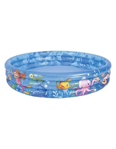 Piscină Gonflabilă pentru Copii, Model Lumea Mării, 3 Inele, Ø120x24 cm