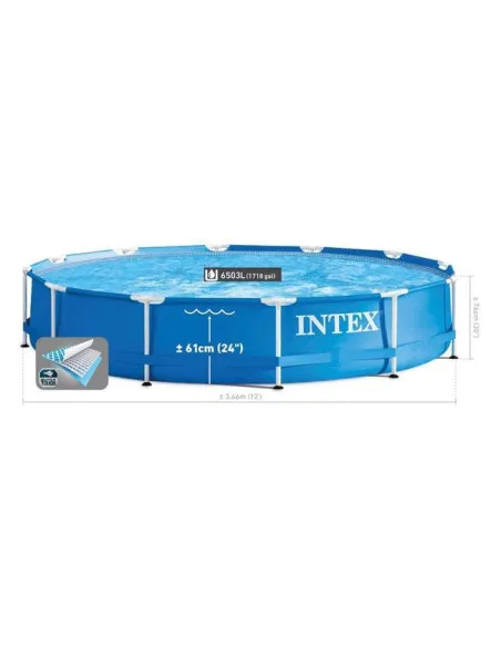 Piscină cu Cadru Metalic Intex Prism, Rotundă, Ø366x76 cm, 6503 L, cu Pompă Filtru