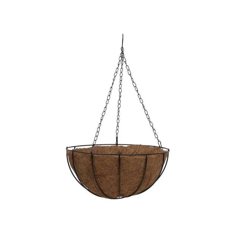 Suport pentru ghiveci cu lant, rotund, Otel, Fibra Cocos, 30x14cm