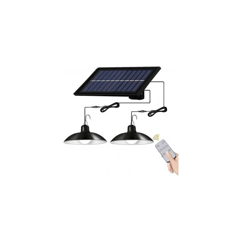 Set 2 Lampi solare cu LED si panou solar, cu telecomanda, IP66, lumina alba