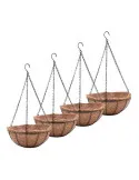 Suport pentru ghiveci cu lant, rotund, Otel, Fibra Cocos, 20x12cm
