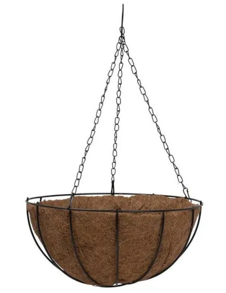 Suport pentru ghiveci cu lant, rotund, Otel, Fibra Cocos, 20x12cm