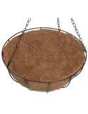 Suport pentru ghiveci cu lant, rotund, Otel, Fibra Cocos, 20x12cm