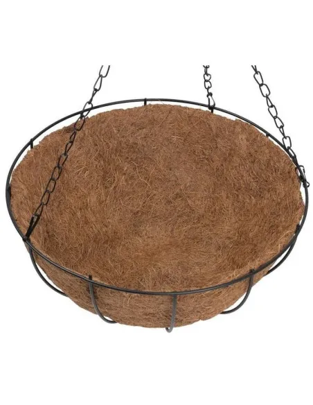 Suport pentru ghiveci cu lant, rotund, Otel, Fibra Cocos, 20x12cm