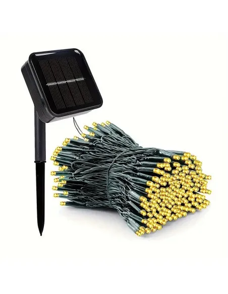 Instalatie solara 300 LED cu panou solar si controler, lungime 30 metri, alb cald