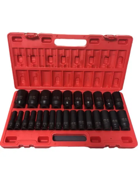 Trusă Tubulare Impact Lungi 1/2", 26 Piese, 10–36 mm
