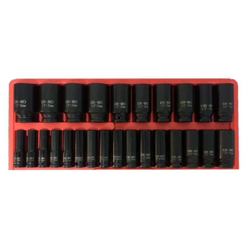 Trusă Tubulare Impact Lungi 1/2", 26 Piese, 10–36 mm