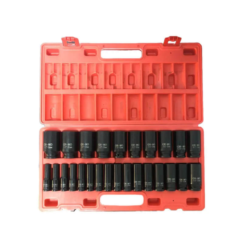 Trusă Tubulare Impact Lungi 1/2", 26 Piese, 10–36 mm