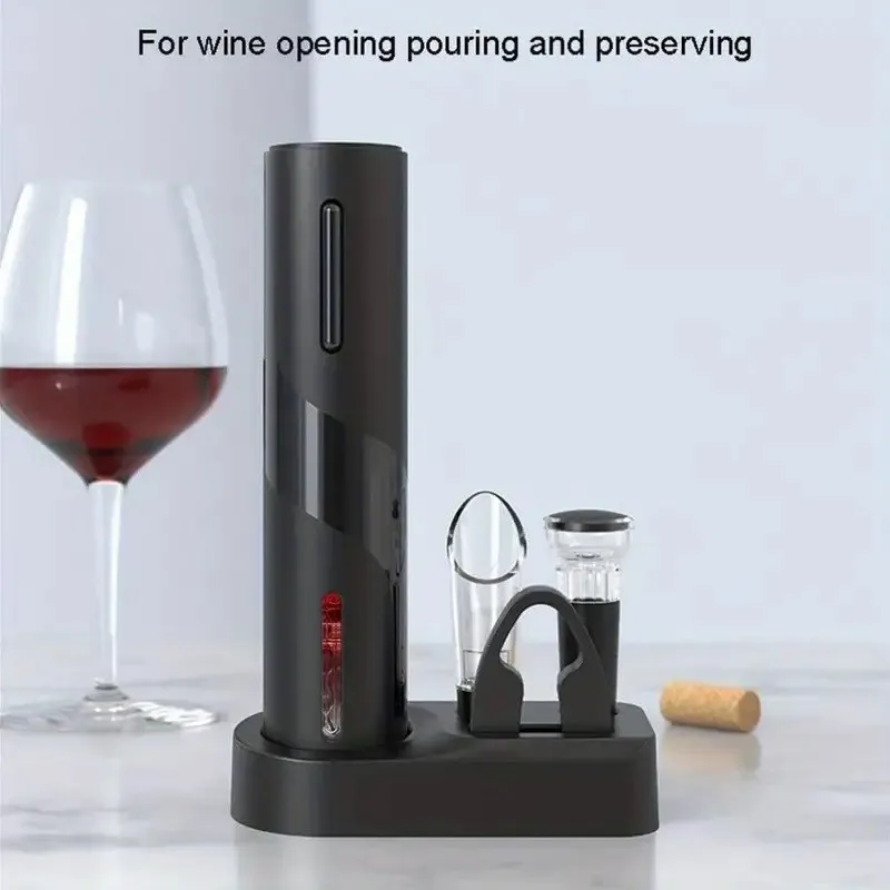 Set Deschizător de Sticle de Vin Electric Reîncărcabil USB și Tirbușon Automat, cu Accesorii Incluse