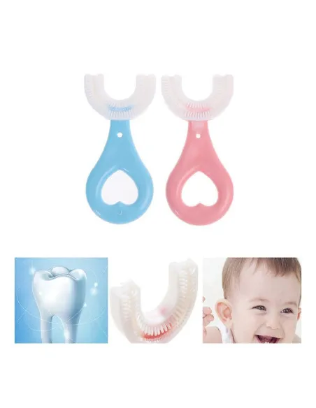 Set 2 x Periuta de dinti circulara pentru copii, din silicon, U- shape