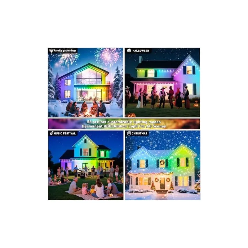 Lumini Permanente Exterior INZIDOL RGB 100FT IP67 App