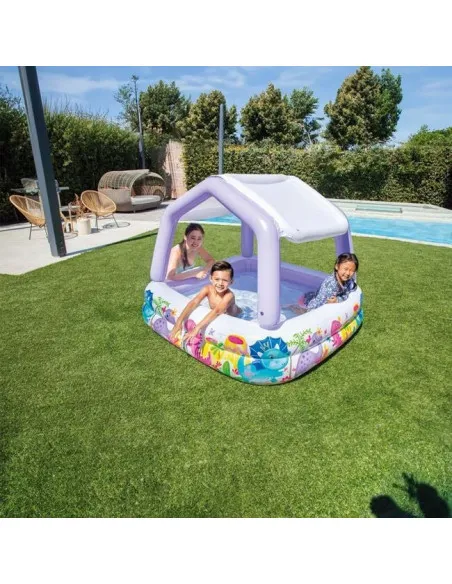 Piscină Acoperită Sun Shade Intex pentru Copii, 157x157x122 cm, 295 L, cu Copertină Detașabilă