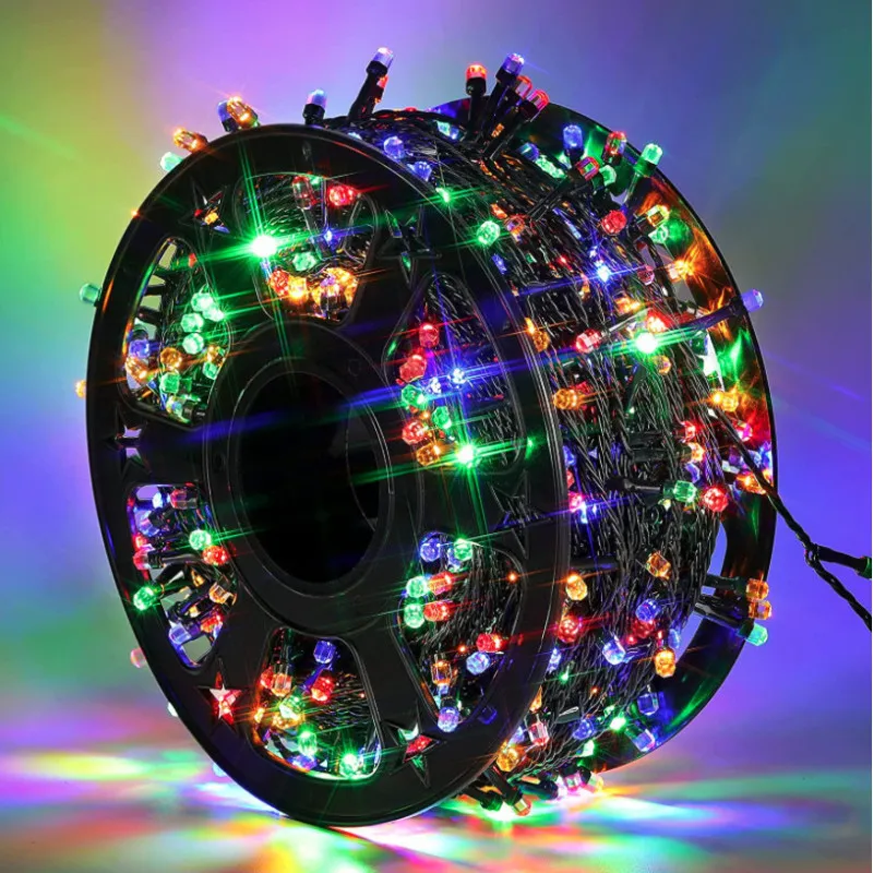 Instalatie LED sir 50m, cu 240 led mare tip diamant, IP 44, 8 jocuri de lumini