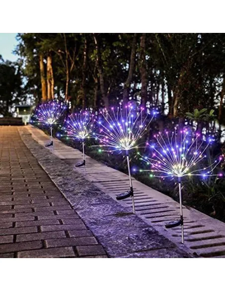 Set 2 x Lampa Solara Artificii cu Suport Metalic