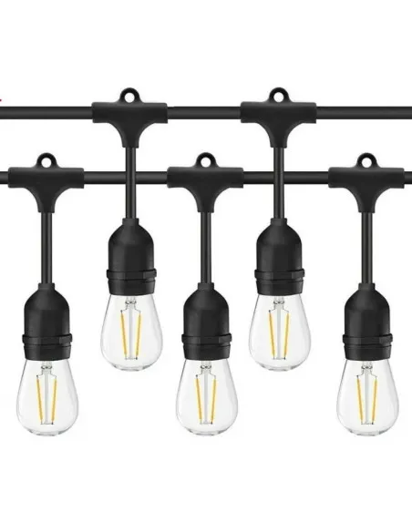 Ghirlanda Luminoasa, 10 Metri cu 20 Becuri, interconectabila, 2 filamente pe bec, 220V, alb cald