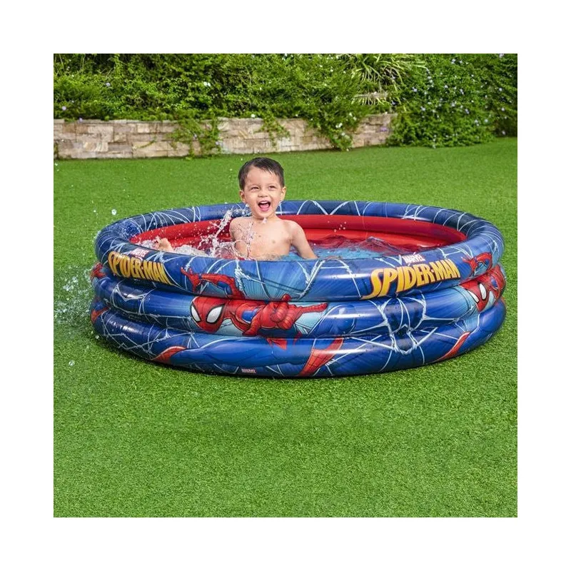 Piscină Gonflabilă Bestway Spiderman, Ø122 cm, Adâncime 30 cm, 200 L, 3 Compartimente Aer