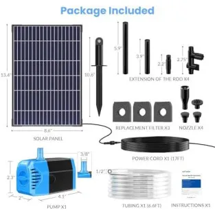 Pompă Solară Fântână POPOSOAP 12W, 160GPH, 4 Duze 2