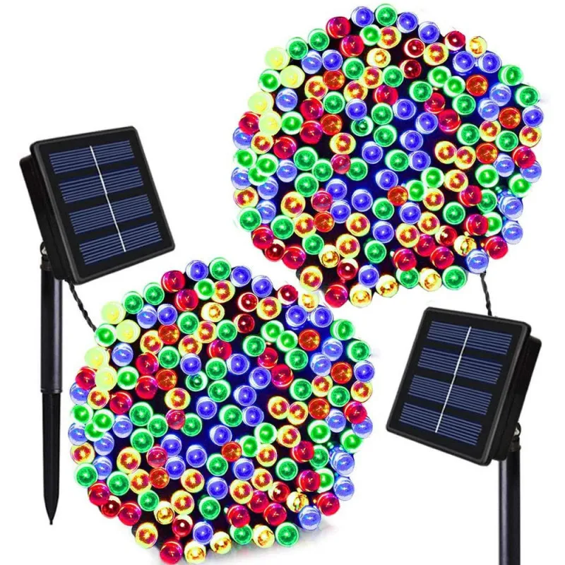 Set 2 x Instalatie LED pentru exterior cu incarcare solara, multicolor