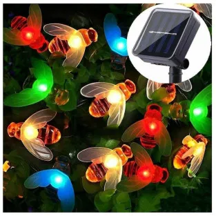 Instalatie solara albinute, 50 led-uri, multicolor, 6.5 m