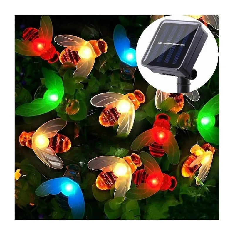 Instalatie solara albinute, 50 led-uri, multicolor, 6.5 m