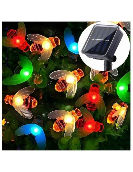 Instalatie solara albinute, 50 led-uri, multicolor, 6.5 m