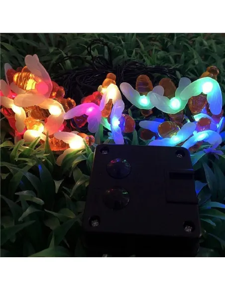 Instalație Solară Decorativă cu Albinuțe, 50 LED-uri Multicolor, 6,5 m, Senzor Amurg