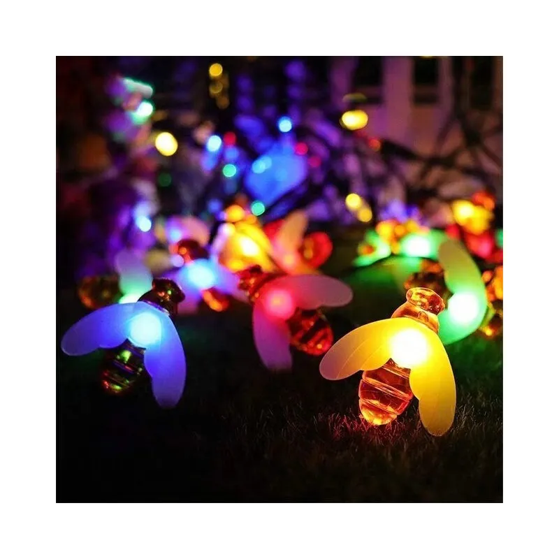 Instalație Solară Decorativă cu Albinuțe, 50 LED-uri Multicolor, 6,5 m, Senzor Amurg