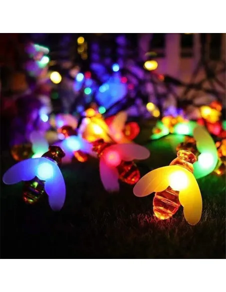 Instalație Solară Decorativă cu Albinuțe, 50 LED-uri Multicolor, 6,5 m, Senzor Amurg