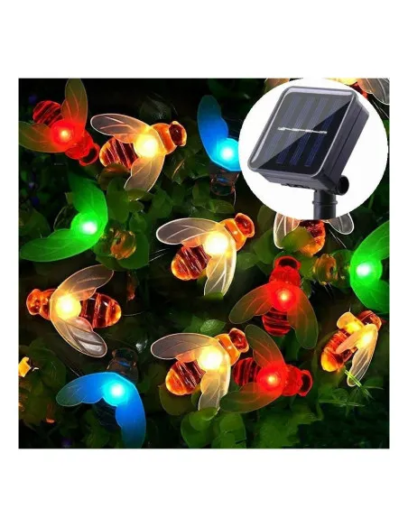 Instalație Solară Decorativă cu Albinuțe, 50 LED-uri Multicolor, 6,5 m, Senzor Amurg