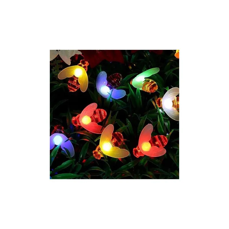 Instalație Solară Decorativă cu Albinuțe, 50 LED-uri Multicolor, 6,5 m, Senzor Amurg