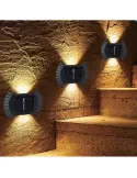 Set 4 Lămpi Solare Bidirecționale cu Senzor de Lumină, IP65, Autonomie 6-8 Ore
