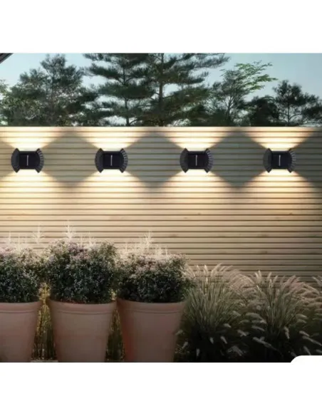 Set 4 Lămpi Solare Bidirecționale cu Senzor de Lumină, IP65, Autonomie 6-8 Ore