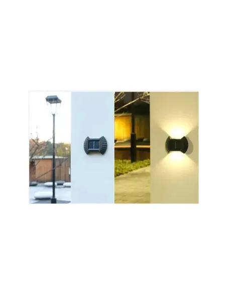 Set 4 Lămpi Solare Bidirecționale cu Senzor de Lumină, IP65, Autonomie 6-8 Ore