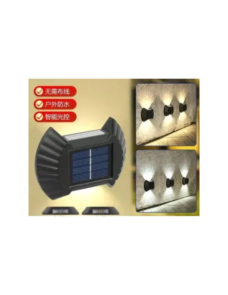 Set 4 Lămpi Solare Bidirecționale cu Senzor de Lumină, IP65, Autonomie 6-8 Ore