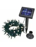 Instalație 100 LED Exterior cu Panou Solar, Alb Cald, 10 m, Senzor Automat lumina