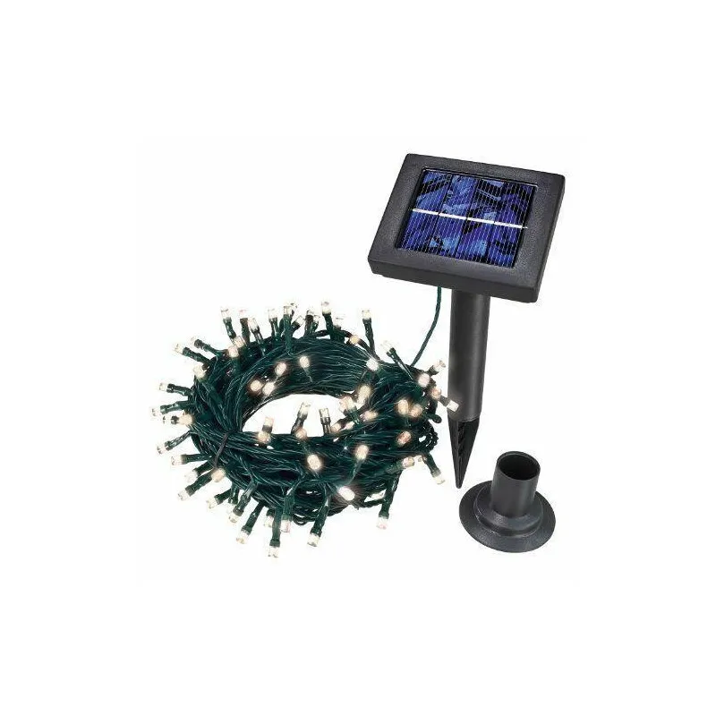 Instalație 100 LED Exterior cu Panou Solar, Alb Cald, 10 m, Senzor Automat lumina