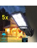 Set 5 Lămpi Solare de Perete, 72 LED-uri, 50W, Telecomandă, Senzor Mișcare, 3 Moduri, IP65