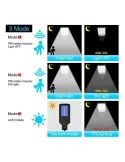 Set 5 Lămpi Solare de Perete, 72 LED-uri, 50W, Telecomandă, Senzor Mișcare, 3 Moduri, IP65