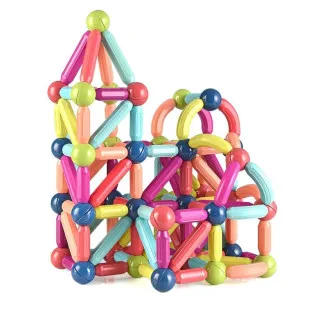 Magnetic Sticks 64 Piese – Jucărie Magnetică Educațională pentru Modele 3D 2