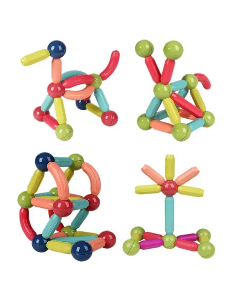 Magnetic Sticks 64 Piese – Jucărie Magnetică Educațională pentru Modele 3D