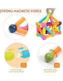Magnetic Sticks 64 Piese – Jucărie Magnetică Educațională pentru Modele 3D