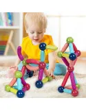 Magnetic Sticks 64 Piese – Jucărie Magnetică Educațională pentru Modele 3D